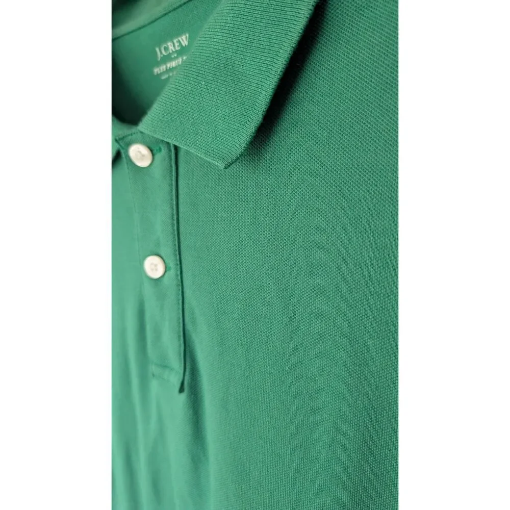 J.Crew Men's Flex Pique Polo Shirt Untucked Fit Short Sleeve Solid Kelly Green